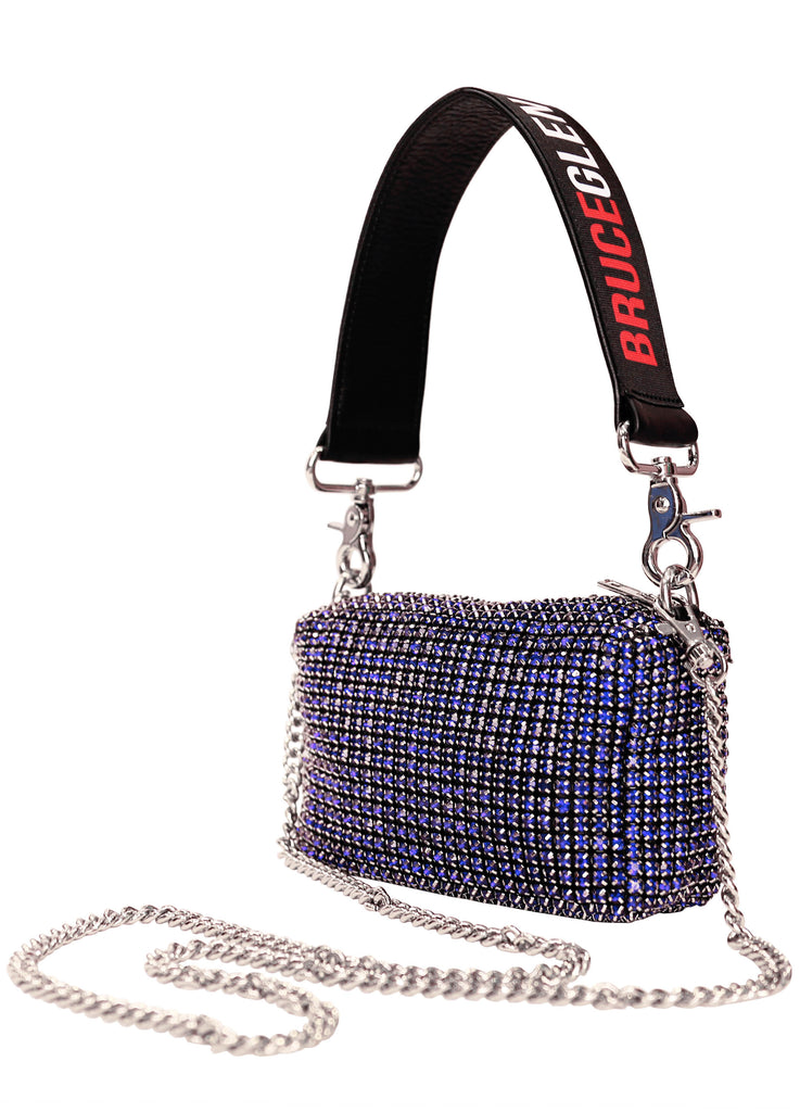 BruceGlen Blue Denim Bucket Bag with Blue Crystals | Metallic/Blue | One Size | Shopbop