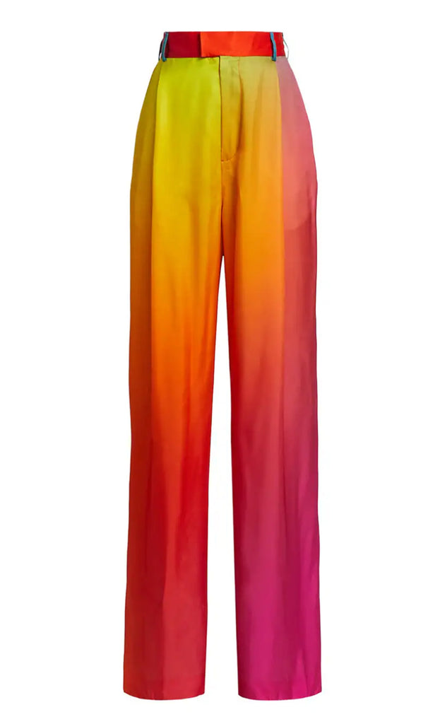 Cupro Wide Leg Trousers in Rainbow Gradient