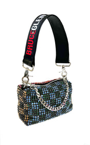 Sunset Blvd Check Sparkle Pouchette with 'Logo' Handle - NO CHAIN CROSSBODY