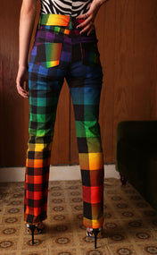 Rainbow Gingham Flare Jean