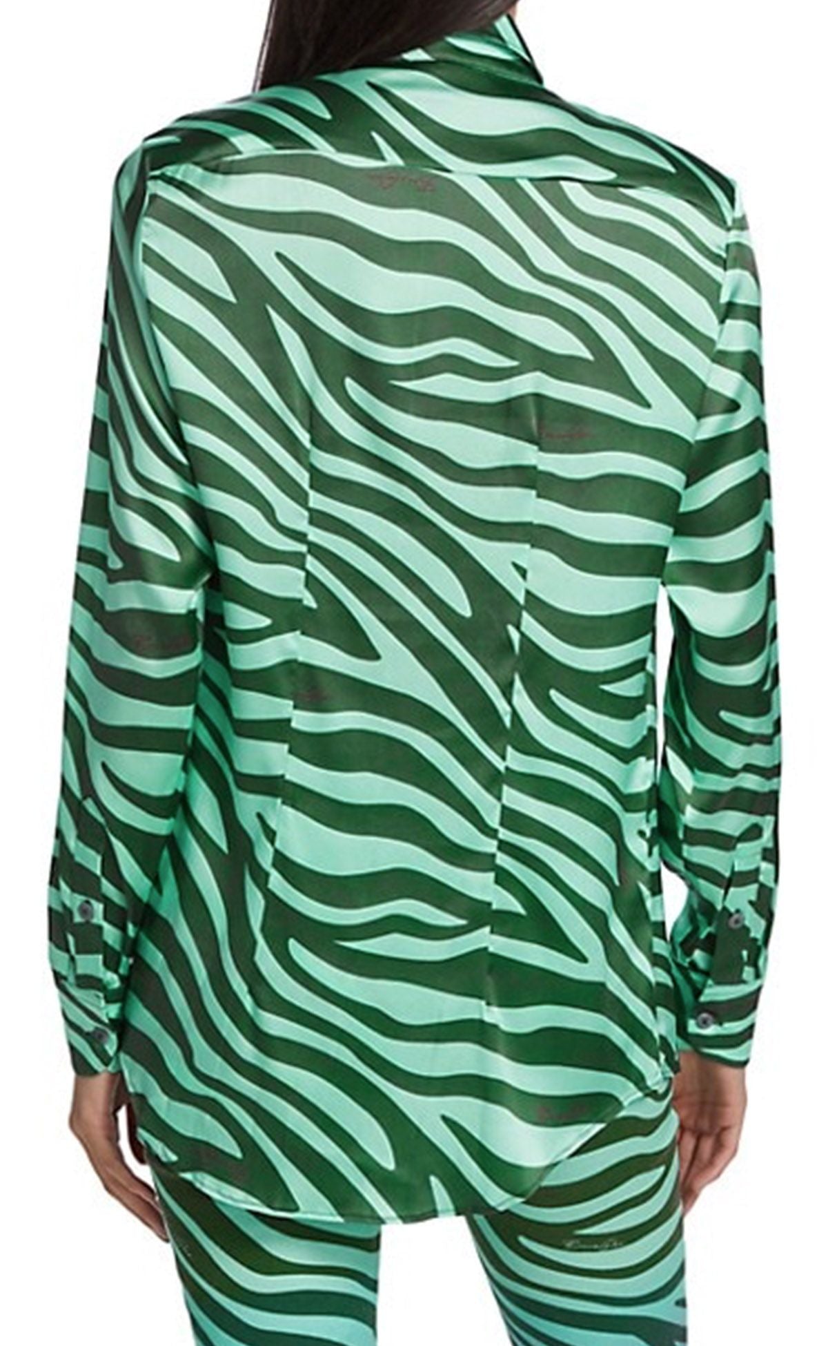 Mint Zebra Silk Button Up Shirt
