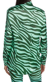 Mint Zebra Silk Button Up Shirt
