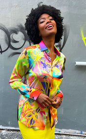 Graffiti Silk Button Up Shirt